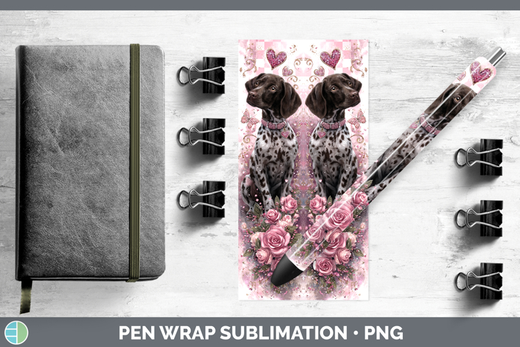 Shorthaired Pointer Dogs 03 Checker Valentine Pen Wrap Subli