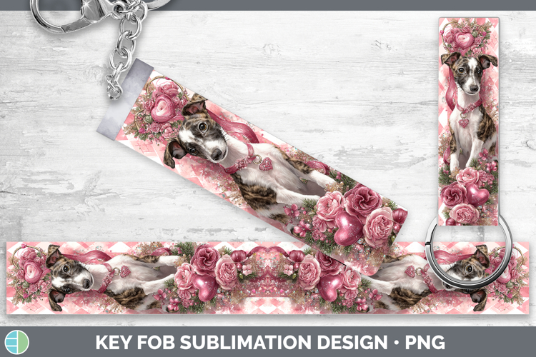 Whippet Dogs 03 Checker Valentine Key Fob Sublimation Design