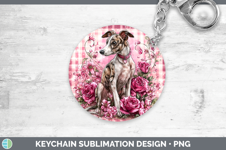 Whippet Dogs 03 Checker Valentine Keychain Sublimation Desig