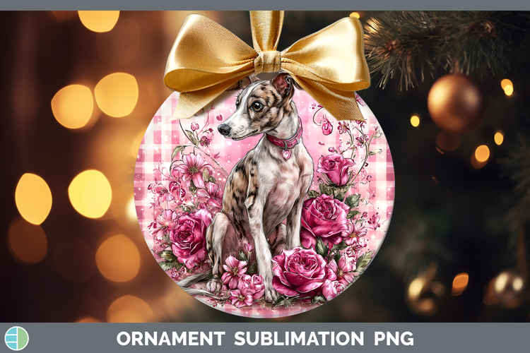 Whippet Dogs 03 Checker Valentine Ornament Sublimation Desig