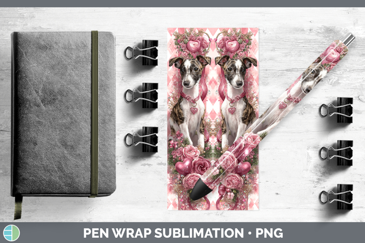 Whippet Dogs 03 Checker Valentine Pen Wrap Sublimation Desig