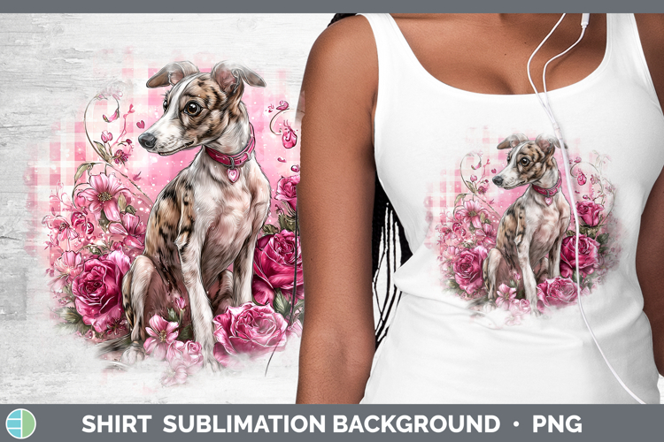 Whippet Dogs 03 Checker Valentine Shirt Sublimation Design