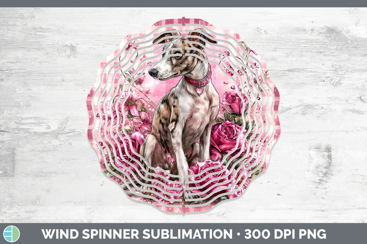 Whippet Dogs 03 Checker Valentine Wind Spinner Sublimation D