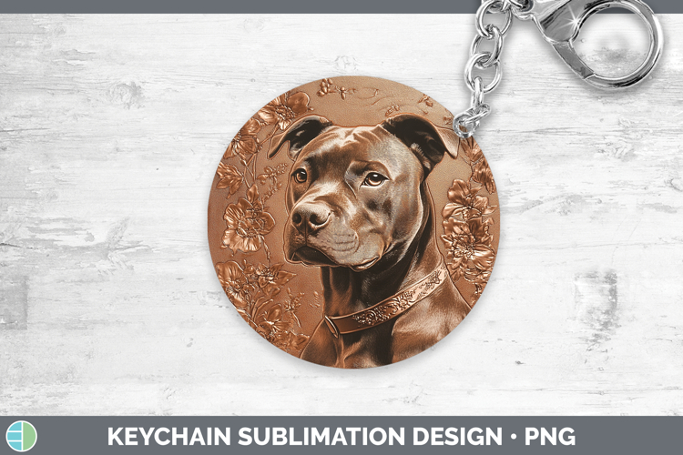 Dogs 03 Copper Relief American Staffordshire Keychain Sublim