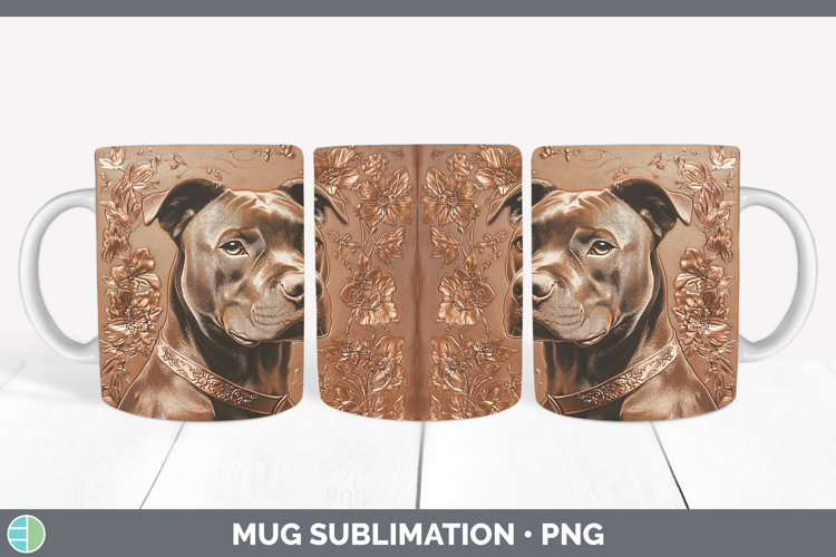 Dogs 03 Copper Relief American Staffordshire Mug Wrap Sublim