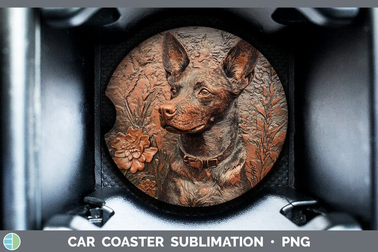 GorgeousDogs 03 Copper Relief Car Coaster design.