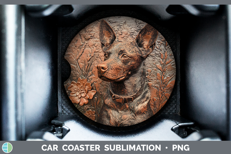 Dogs 03 Copper Relief Australian Cattle Dog Car Coaster Subl