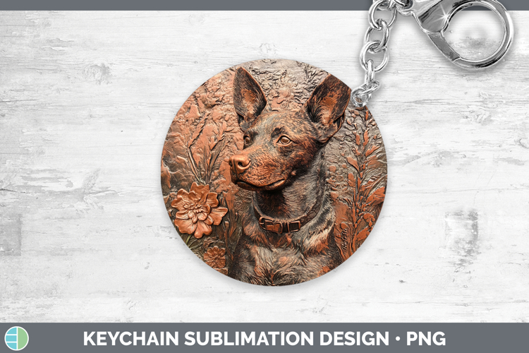 Dogs 03 Copper Relief Australian Cattle Dog Keychain Sublima