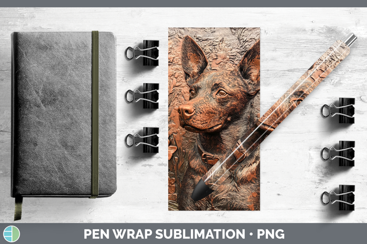 Dogs 03 Copper Relief Australian Cattle Dog Pen Wrap Sublima