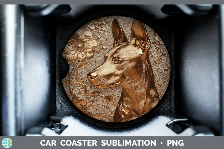 Dogs 03 Copper Relief Basenji Car Coaster Sublimation Desig