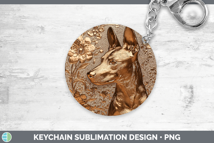 Dogs 03 Copper Relief Basenji Keychain Sublimation Keyring D