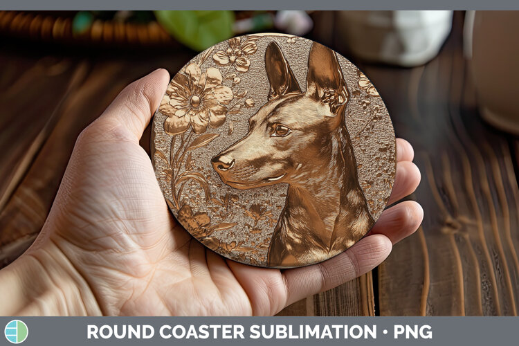GorgeousDogs 03 Copper Relief Round Coaster design.