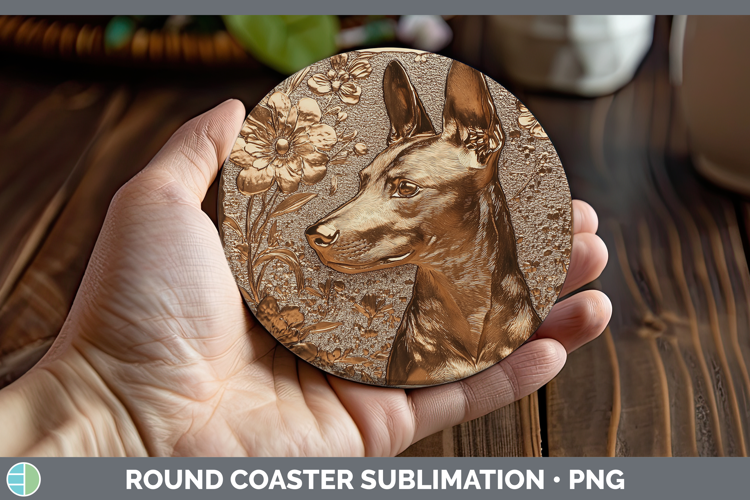 Dogs 03 Copper Relief Basenji Round Coaster Sublimation Coas