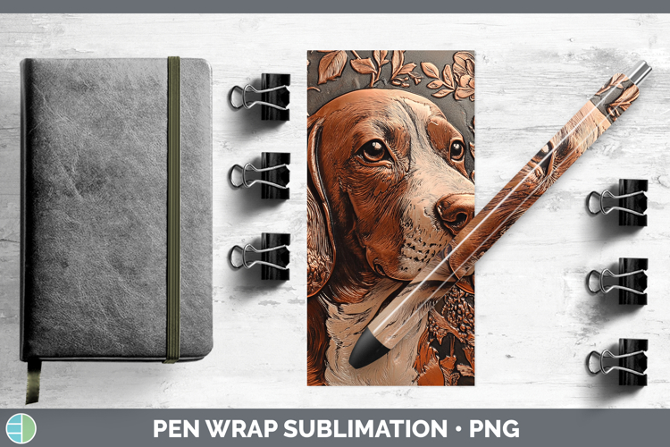 Dogs 03 Copper Relief Basset Hound Pen Wrap Sublimation Pen