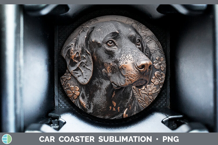 GorgeousDogs 03 Copper Relief Car Coaster design.