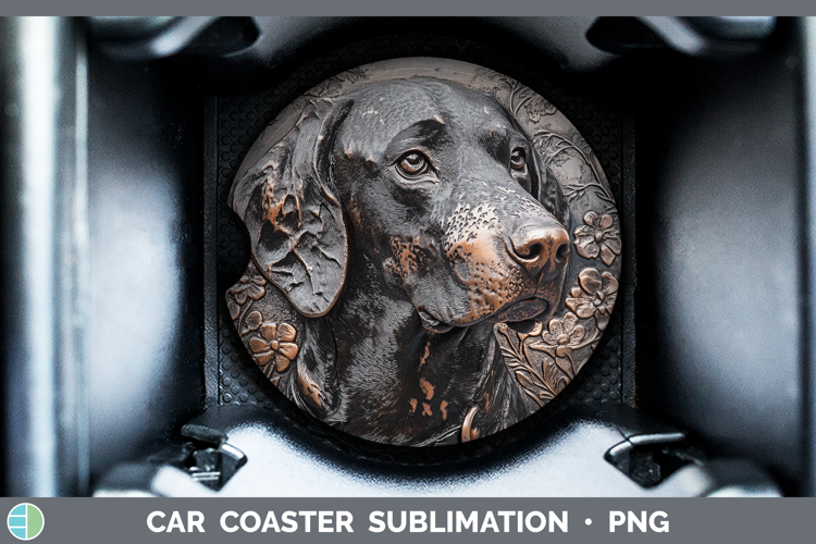 Dogs 03 Copper Relief Bluetick Coonhound Car Coaster Sublima
