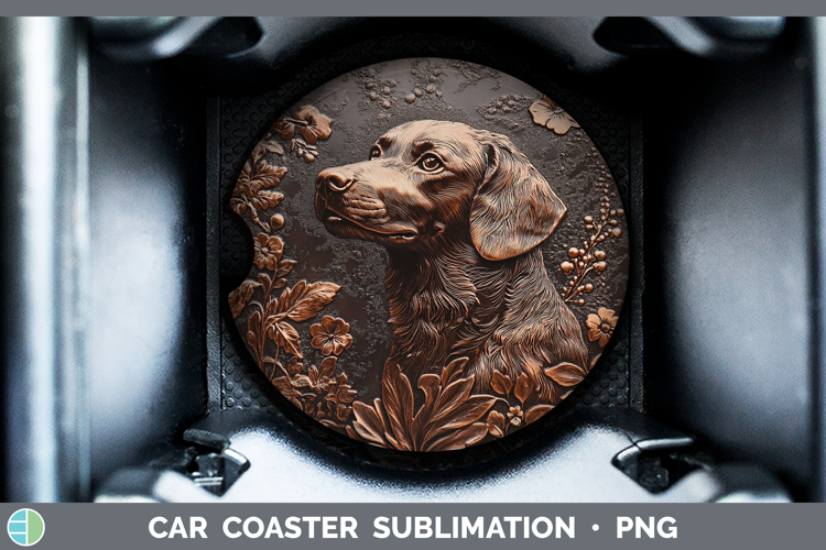 Dogs 03 Copper Relief Brittany Dog Car Coaster Sublimation