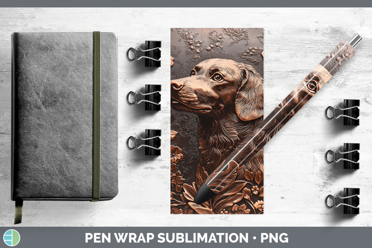 Dogs 03 Copper Relief Brittany Dog Pen Wrap Sublimation Pen