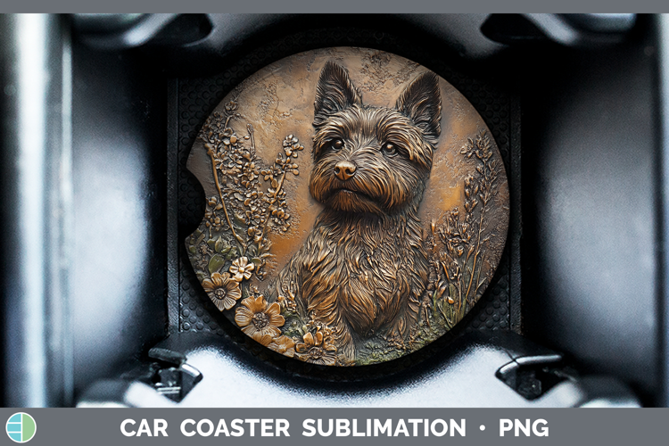 Dogs 03 Copper Relief Cairn Terrier Car Coaster Sublimation