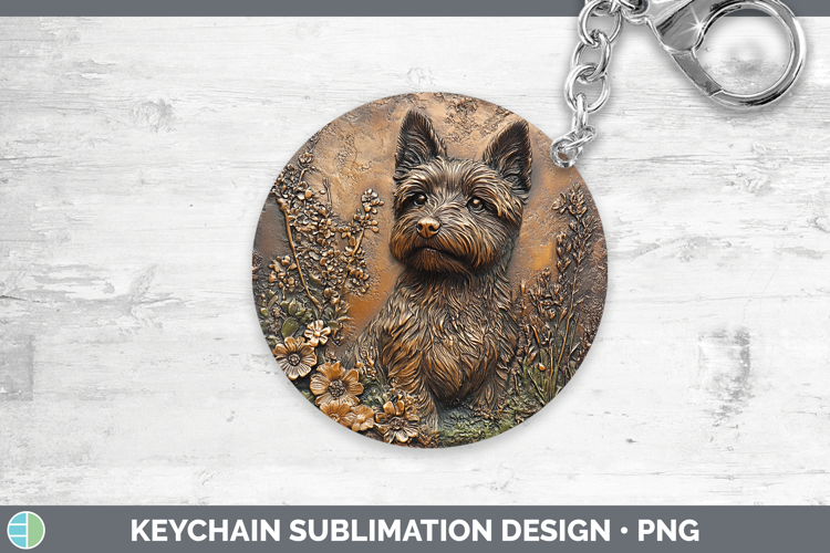 Dogs 03 Copper Relief Cairn Terrier Keychain Sublimation Key