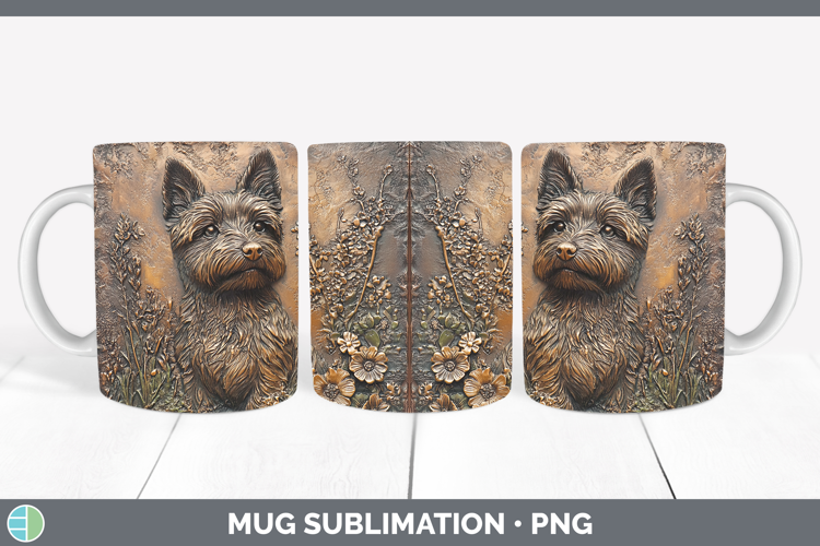 Dogs 03 Copper Relief Cairn Terrier Mug Wrap Sublimation Cof