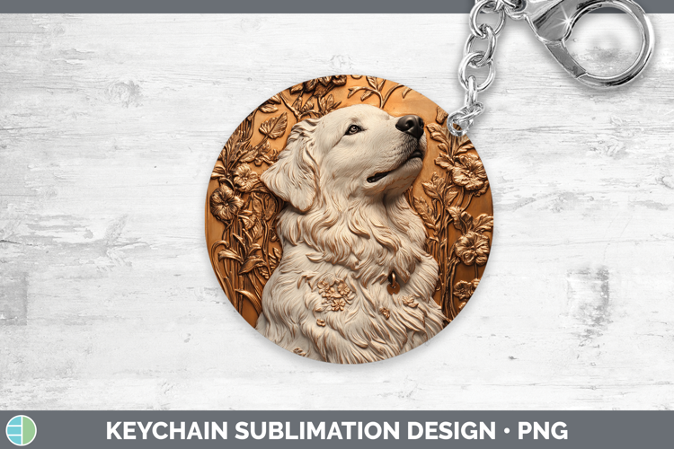 Dogs 03 Copper Relief Great Pyrenees Keychain Sublimation Ke