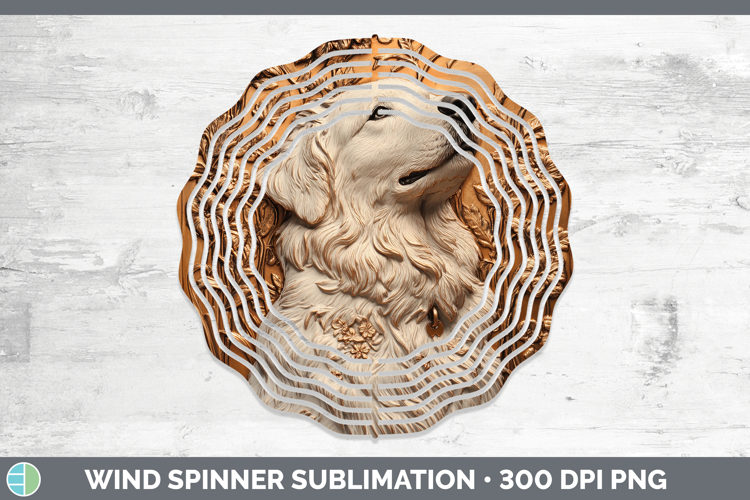 Dogs 03 Copper Relief Great Pyrenees Wind Spinner Sublimatio