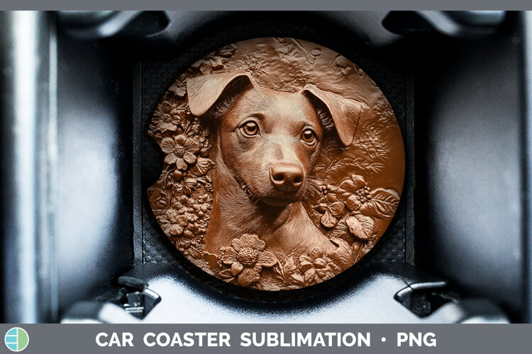 GorgeousDogs 03 Copper Relief Car Coaster design.