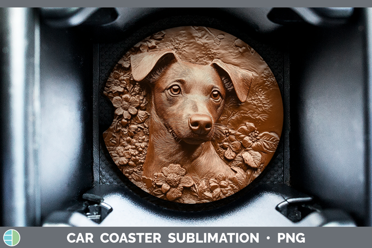 Dogs 03 Copper Relief Jack Russell Terrier Car Coaster Subli