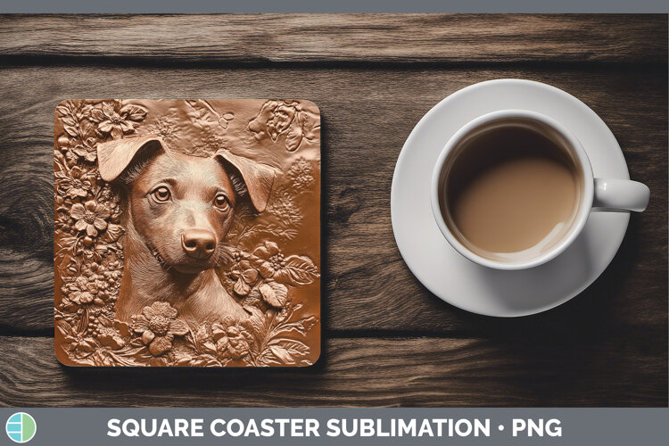 GorgeousDogs 03 Copper Relief Square Coaster design.