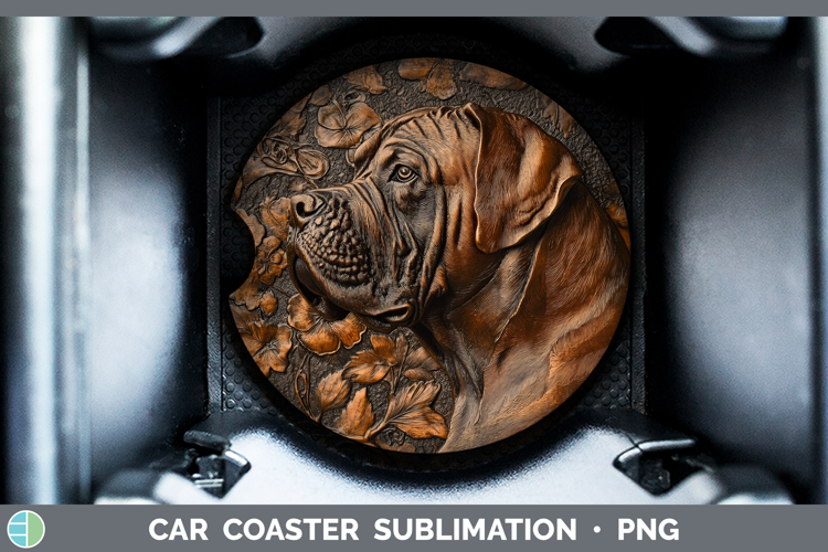Dogs 03 Copper Relief Mastiff Car Coaster Sublimation Desig