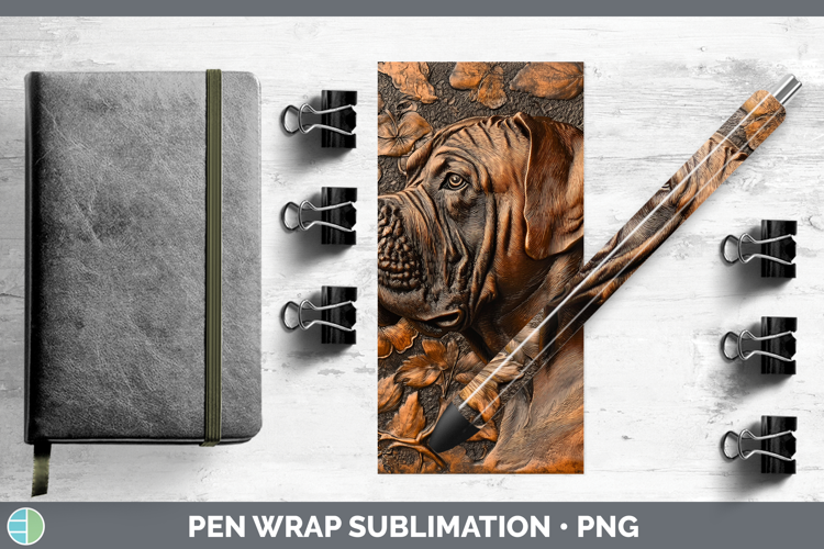 Dogs 03 Copper Relief Mastiff Pen Wrap Sublimation Pen Desig