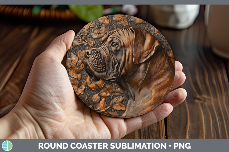 Dogs 03 Copper Relief Mastiff Round Coaster Sublimation Coas