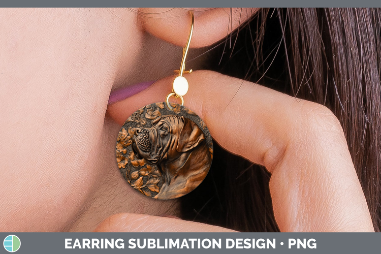 Dogs 03 Copper Relief Mastiff Round Earrings Sublimation Ear