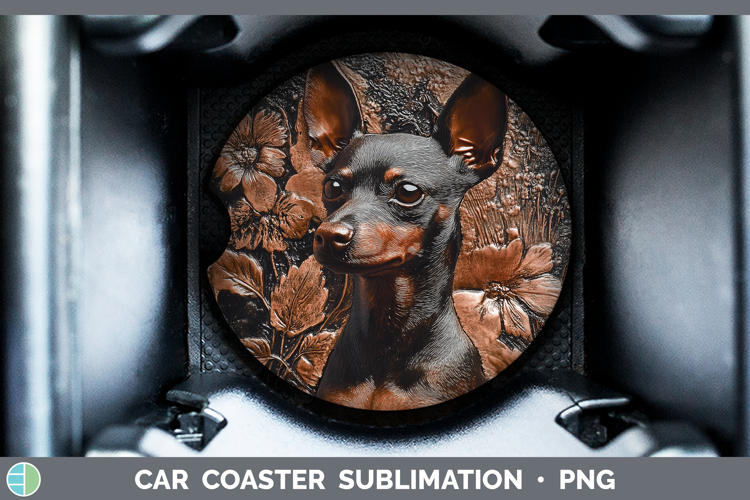 Dogs 03 Copper Relief Miniature Pinscher Car Coaster Sublima
