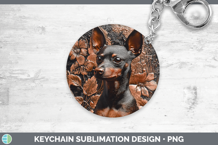 Dogs 03 Copper Relief Miniature Pinscher Keychain Sublimatio