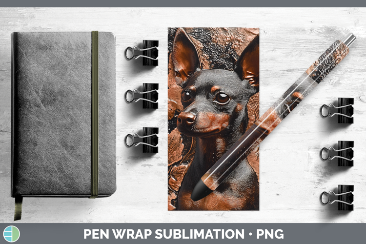 Dogs 03 Copper Relief Miniature Pinscher Pen Wrap Sublimatio