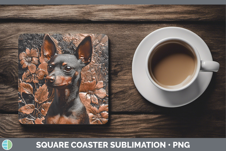 Dogs 03 Copper Relief Miniature Pinscher Square Coaster Subl