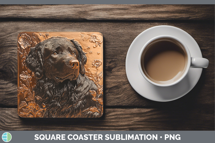 Dogs 03 Copper Relief Newfoundland Square Coaster Sublimatio