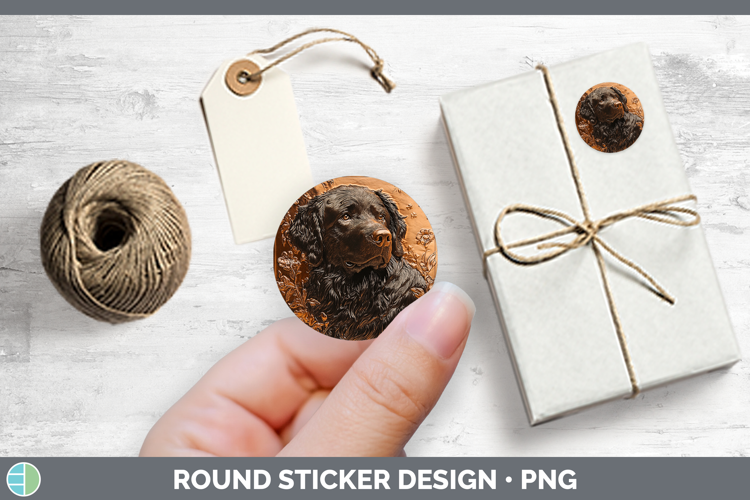 Dogs 03 Copper Relief Newfoundland Stickers | Round Labels D
