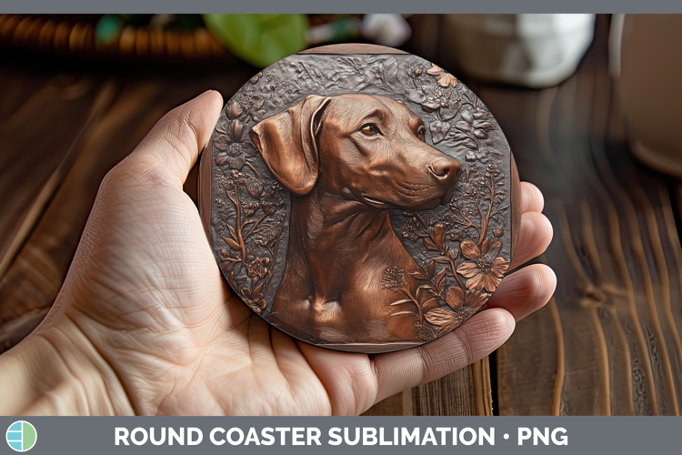 Dogs 03 Copper Relief Rhodesian Ridgeback Round Coaster Subl