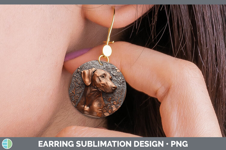 GorgeousDogs 03 Copper Relief Round Earrings design.