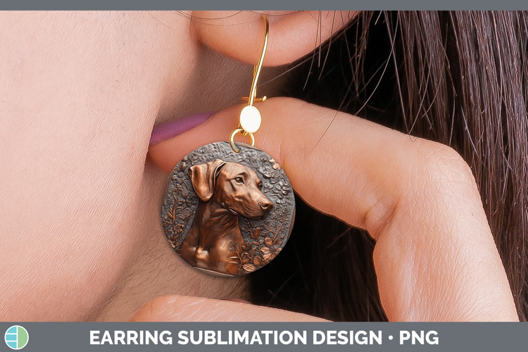 Dogs 03 Copper Relief Rhodesian Ridgeback Round Earrings Sub