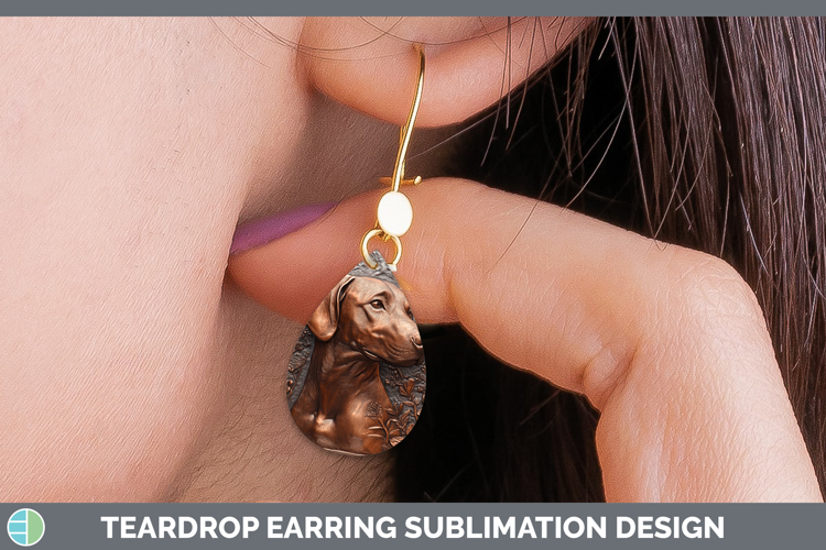 Dogs 03 Copper Relief Rhodesian Ridgeback Teardrop Earrings