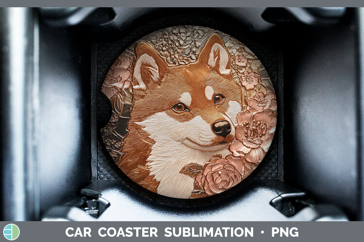 GorgeousDogs 03 Copper Relief Car Coaster design.