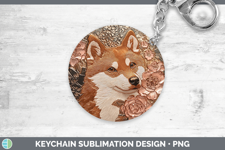 Dogs 03 Copper Relief Shiba Inu Keychain Sublimation Keyring