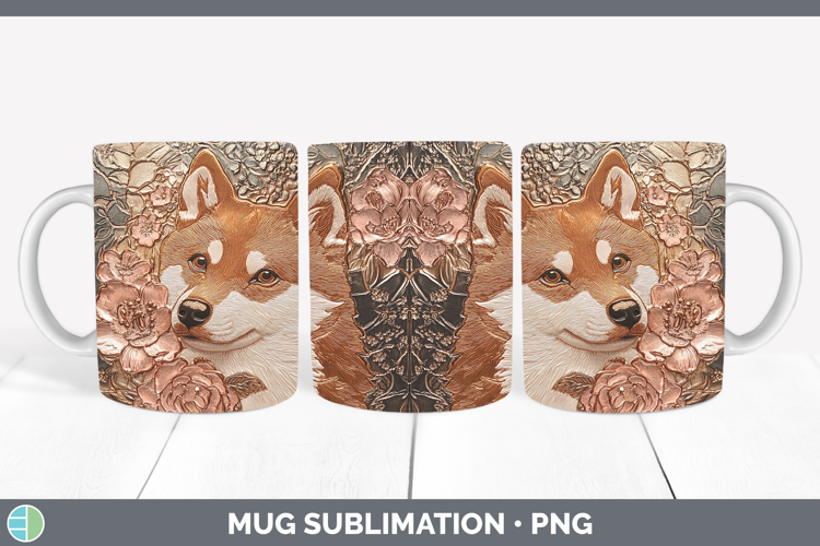 Dogs 03 Copper Relief Shiba Inu Mug Wrap Sublimation Coffee