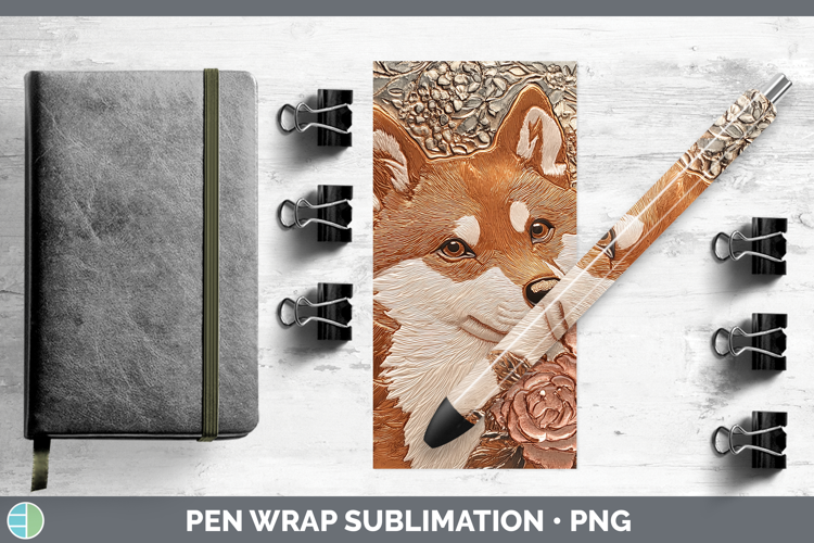Dogs 03 Copper Relief Shiba Inu Pen Wrap Sublimation Pen Des