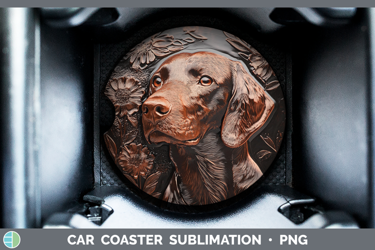 Dogs 03 Copper Relief Shorthaired Pointer Car Coaster Sublim