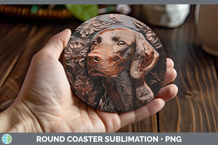Dogs 03 Copper Relief Shorthaired Pointer Round Coaster Subl